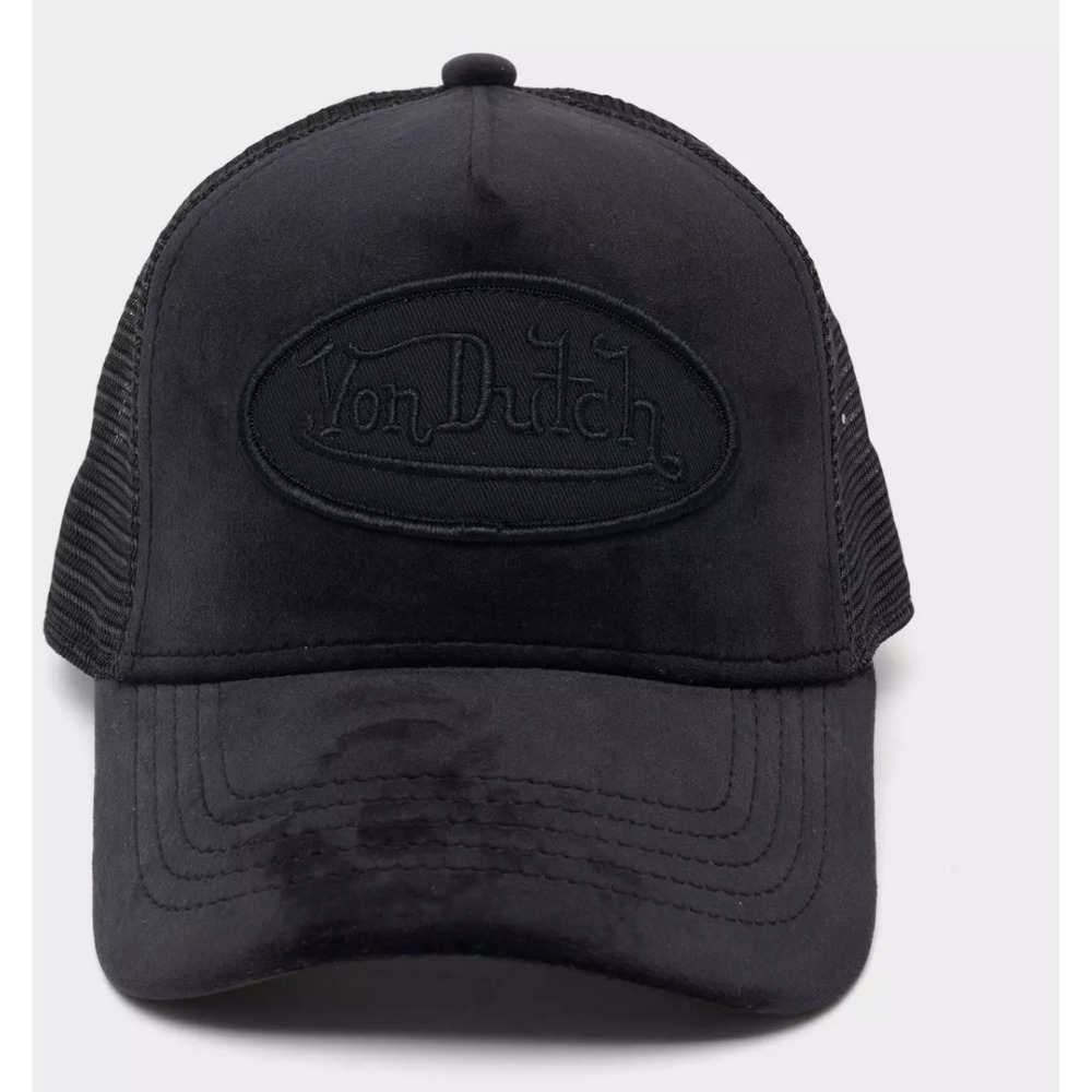 NEW Von Dutch Triple BLACK Velvet Patch Mesh Trucker SnapBack hat Cap Unisex Y2K - Picture 3 of 9